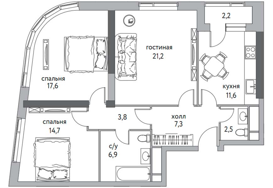 Планировка 3 комнатной квартиры